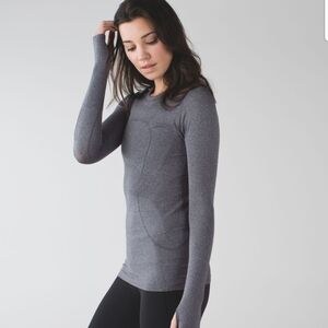 Lululemon Swiftly Tech Long Sleeve Crew Tee Shirt Heathered Black Women's 12